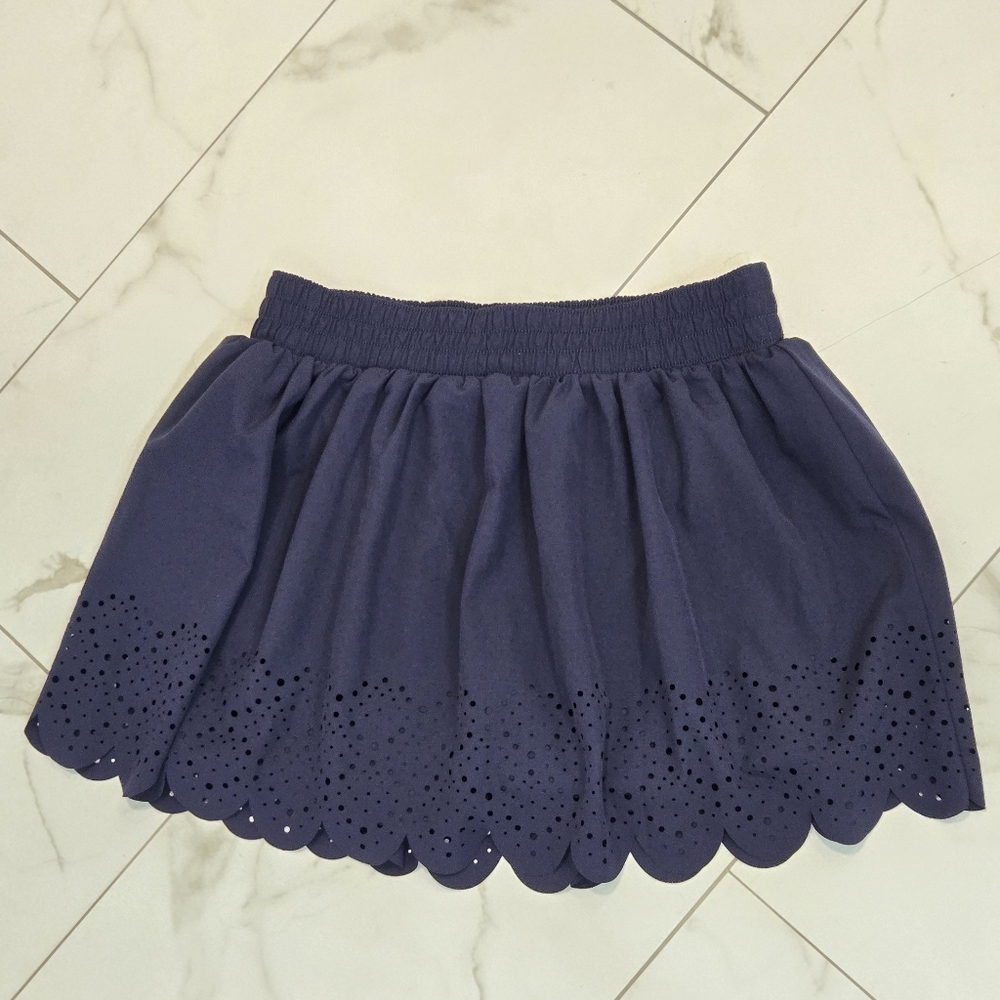 Laura Ashley Navy Skirt Scalloped Cut Out Design Hem Athletic Shorts Size M